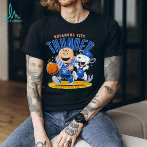 Oklahoma City Thunder X Charlie Brown And Snoopy Playing Basketball Shirt