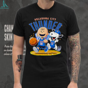 Oklahoma City Thunder X Charlie Brown And Snoopy Playing Basketball Shirt