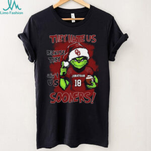 Oklahoma Sooners Custom Name Grinch Family Shirt – Personalized NCAA Football Tee – Funny Christmas Quote “They Hate Us Because They Ain’t Us”