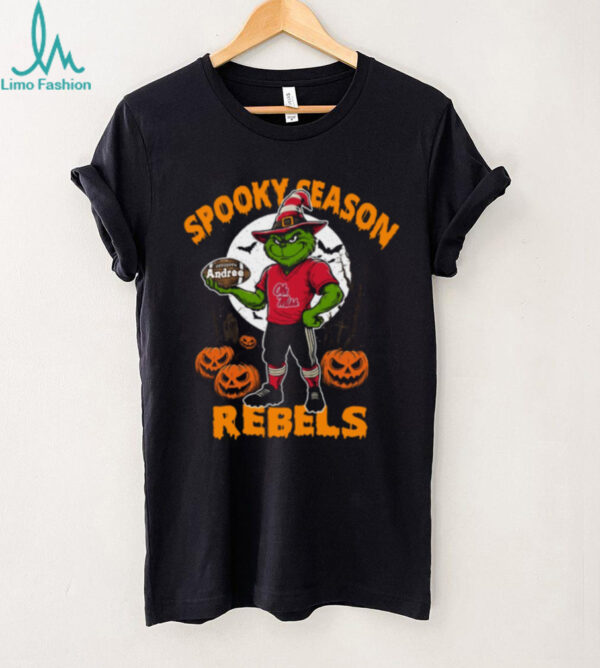 Ole Miss Rebels Halloween Shirt – Spooky Season NCAA Football Tee – Grinch Custom Name College Fan Gift