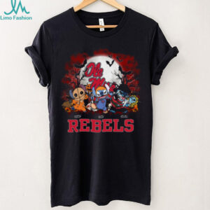 Ole Miss Rebels Stitch Horror Halloween Tee – Personalized NCAA Football Shirt – Custom Spooky Gift for Men, Women, Kids Fans