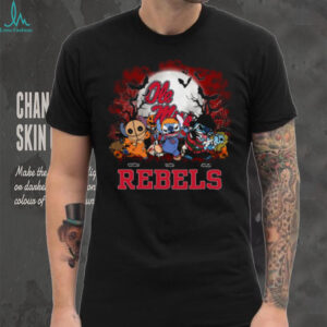 Ole Miss Rebels Stitch Horror Halloween Tee – Personalized NCAA Football Shirt – Custom Spooky Gift for Men, Women, Kids Fans