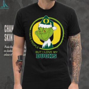 Oregon Ducks Grinch Christmas T Shirt Hates People But Loves Football