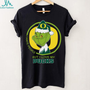 Oregon Ducks Grinch Christmas T Shirt Hates People But Loves Football