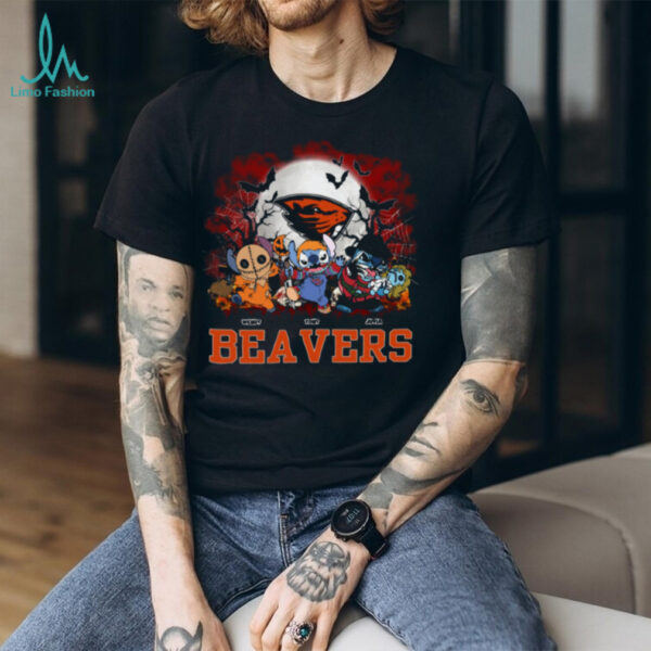 Oregon State Beavers Scary Stitch Halloween Shirt – Custom NCAA Football Tee – Personalized Horror Gift for College Game Day Fans