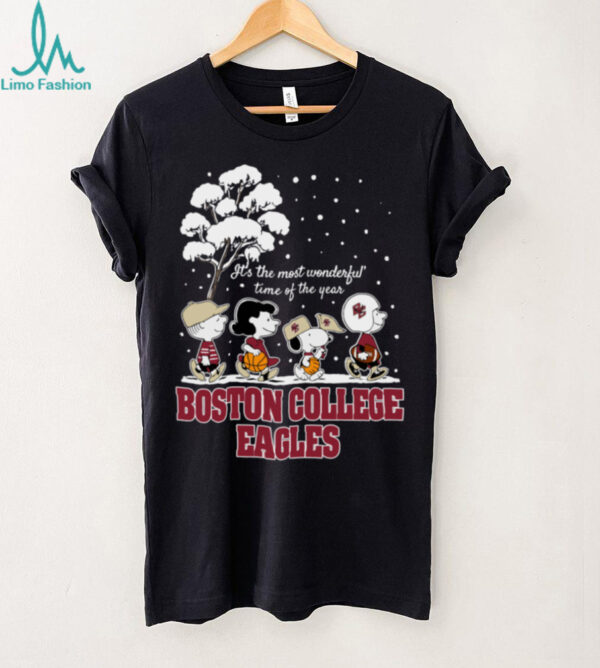 Peanuts Boston College Eagles Winter It’s The Most Wonderful Time Of The Year T Shirt