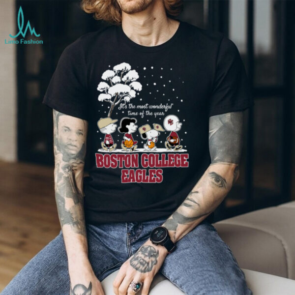 Peanuts Boston College Eagles Winter It’s The Most Wonderful Time Of The Year T Shirt