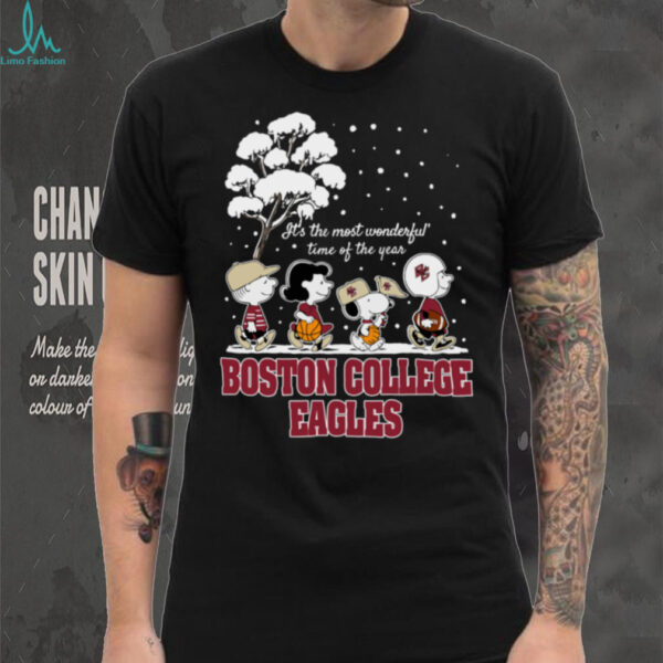 Peanuts Boston College Eagles Winter It’s The Most Wonderful Time Of The Year T Shirt