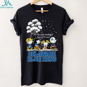 Peanuts Delaware Blue Hens Winter It's The Most Wonderful Time Of The Year T Shirt