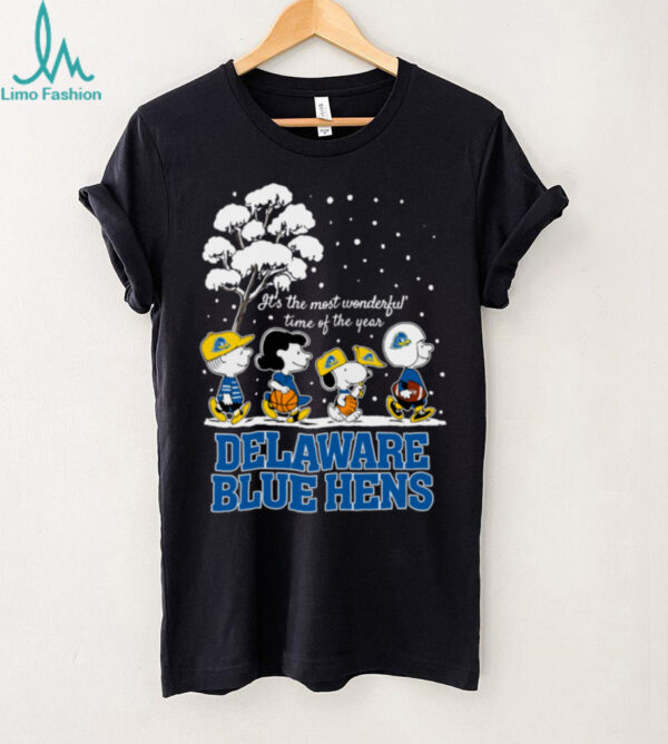 Peanuts Delaware Blue Hens Winter It’s The Most Wonderful Time Of The Year T Shirt
