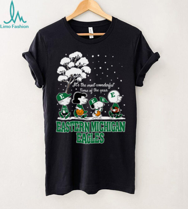 Peanuts Eastern Michigan Eagles Winter It’s The Most Wonderful Time Of The Year T Shirt