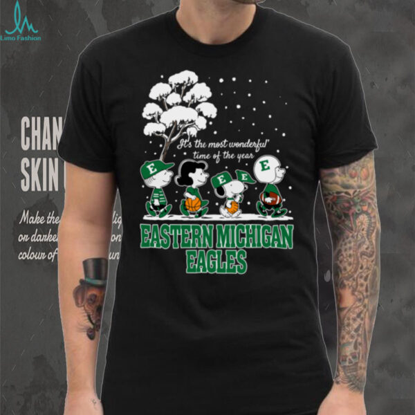 Peanuts Eastern Michigan Eagles Winter It’s The Most Wonderful Time Of The Year T Shirt