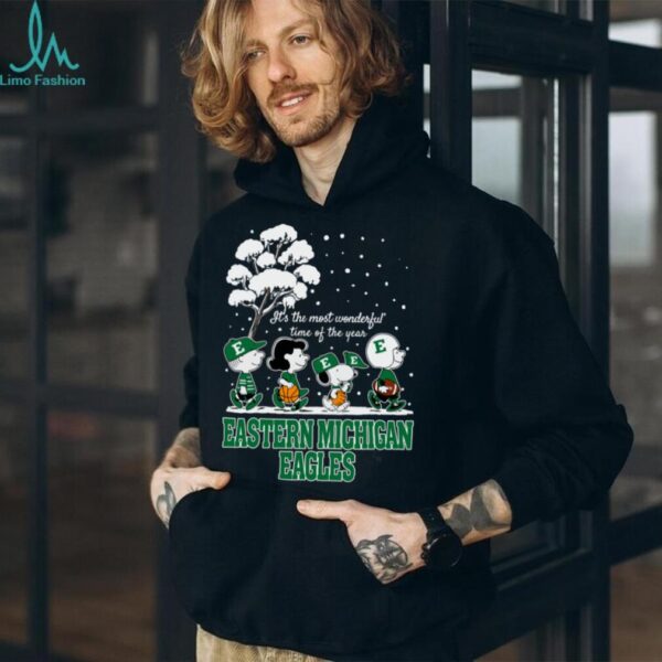 Peanuts Eastern Michigan Eagles Winter It’s The Most Wonderful Time Of The Year T Shirt