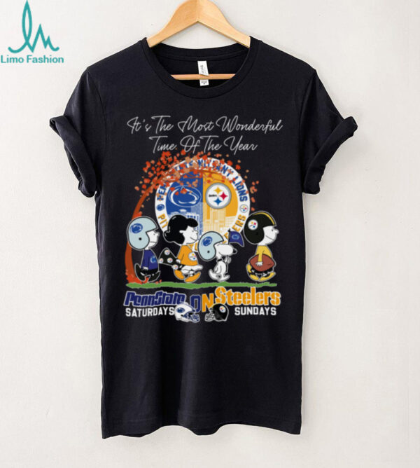 Peanuts It’S The Most Wonderful Time Of The Year Penn State Saturdays On Steelers Sundays Shirt