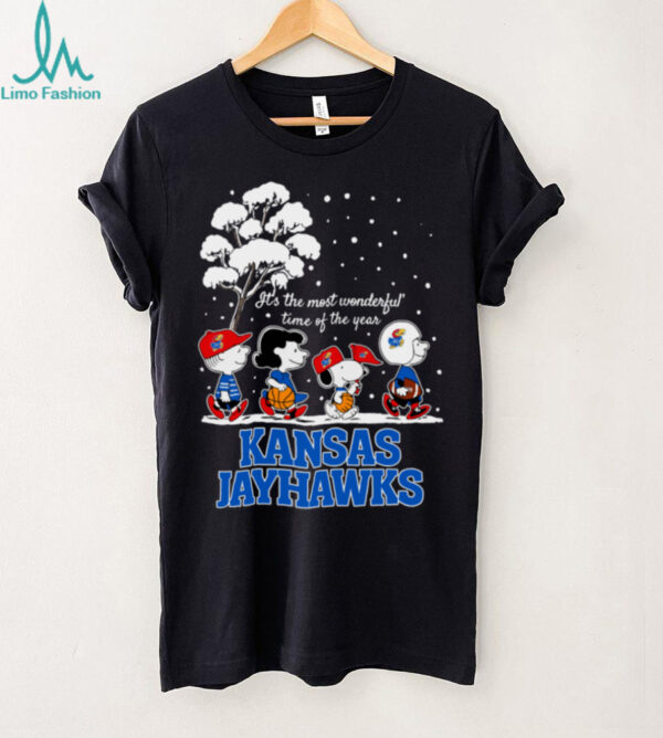 Peanuts Kansas Jayhawks Winter It’s The Most Wonderful Time Of The Year T Shirt