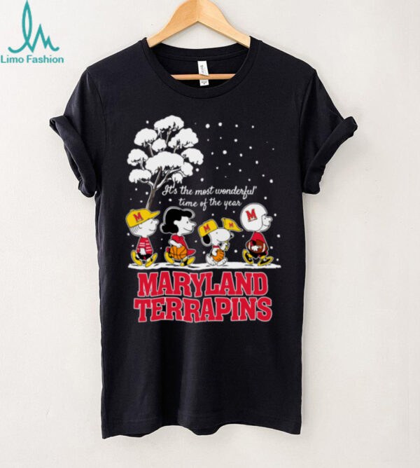 Peanuts Maryland Terrapins Winter It’s The Most Wonderful Time Of The Year T Shirt