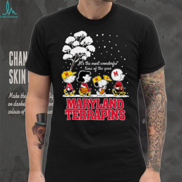 Peanuts Maryland Terrapins Winter It’s The Most Wonderful Time Of The Year T Shirt