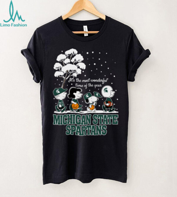 Peanuts Michigan State Spartans Winter It’s The Most Wonderful Time Of The Year T Shirt