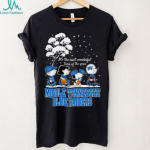 Peanuts Middle Tennessee Blue Raiders Winter It's The Most Wonderful Time Of The Year T Shirt