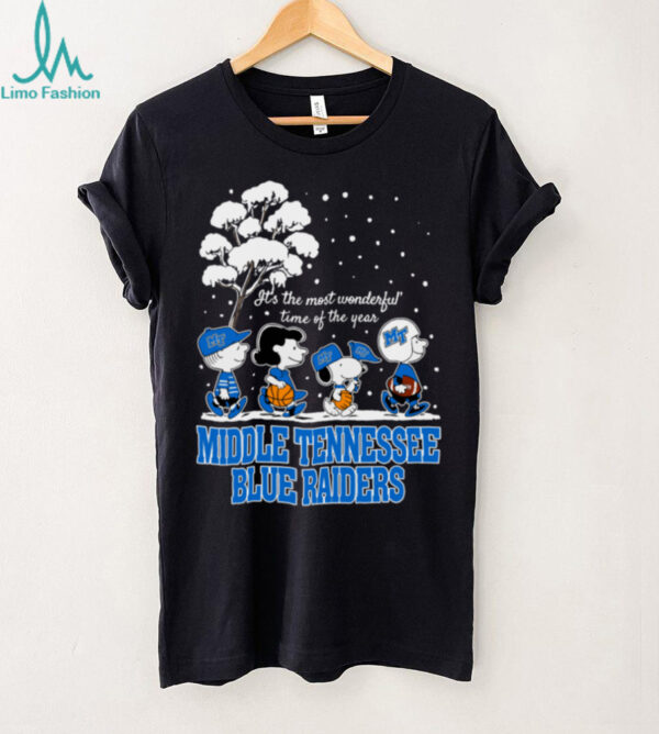 Peanuts Middle Tennessee Blue Raiders Winter It’s The Most Wonderful Time Of The Year T Shirt