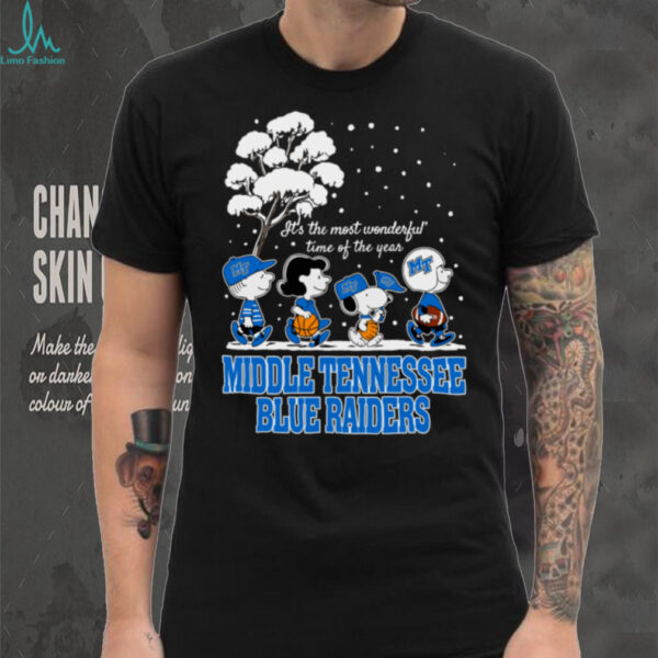 Peanuts Middle Tennessee Blue Raiders Winter It’s The Most Wonderful Time Of The Year T Shirt