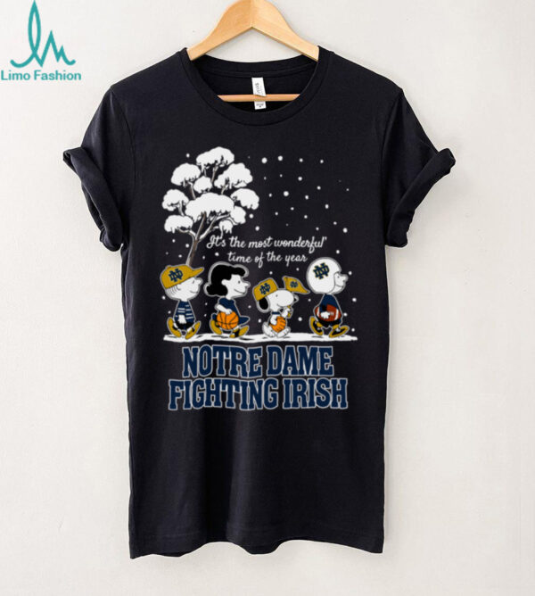 Peanuts Notre Dame Fighting Irish Winter It’s The Most Wonderful Time Of The Year T Shirt