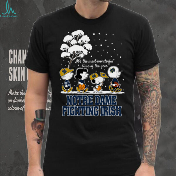 Peanuts Notre Dame Fighting Irish Winter It’s The Most Wonderful Time Of The Year T Shirt