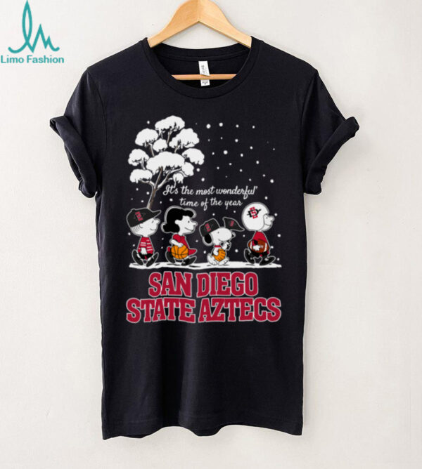 Peanuts San Diego State Aztecs Winter It’s The Most Wonderful Time Of The Year T Shirt