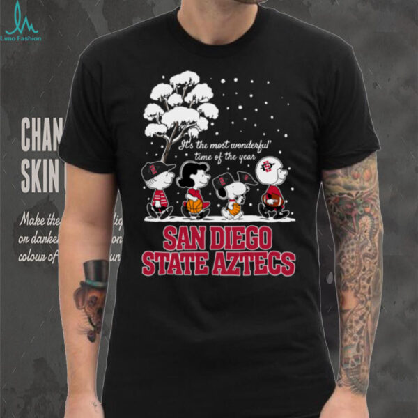 Peanuts San Diego State Aztecs Winter It’s The Most Wonderful Time Of The Year T Shirt
