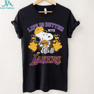 Peanuts Snoopy Life Is Better With Los Angeles Lakers Basketball Love T Shirt