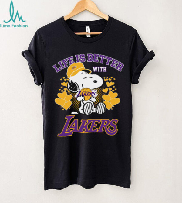 Peanuts Snoopy Life Is Better With Los Angeles Lakers Basketball Love T Shirt