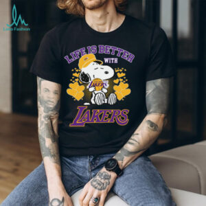 Peanuts Snoopy Life Is Better With Los Angeles Lakers Basketball Love T Shirt