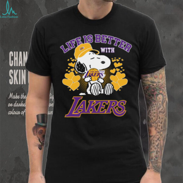 Peanuts Snoopy Life Is Better With Los Angeles Lakers Basketball Love T Shirt