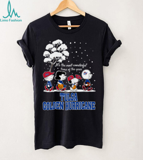Peanuts Tulsa Golden Hurricane Winter It’s The Most Wonderful Time Of The Year T Shirt