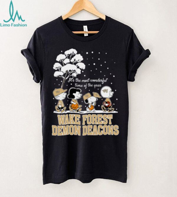 Peanuts Wake Forest Demon Deacons Winter It’s The Most Wonderful Time Of The Year T Shirt