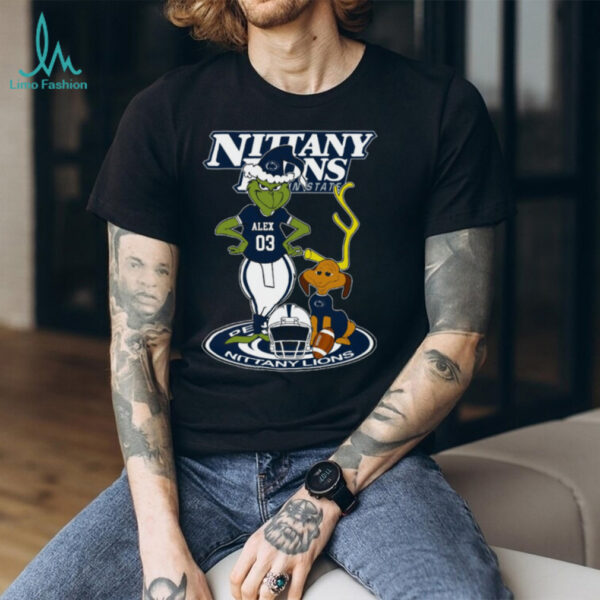 Penn State Nittany Lions NCAA Football Grinch and Dog Shirt – Custom Name Fan Tee – Personalized Game Day & Holiday Gift