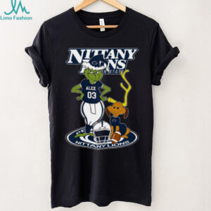 Penn State Nittany Lions NCAA Football Grinch and Dog Shirt – Custom Name Fan Tee – Personalized Game Day & Holiday Gift