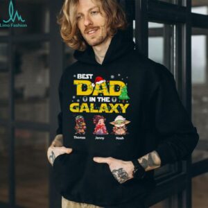 Personalized Best Dad in The Galaxy Shirt, Custom Star Wars Inspired Christmas T Shirt with Kids’ Names, Gift for Dad Mom Papa Family