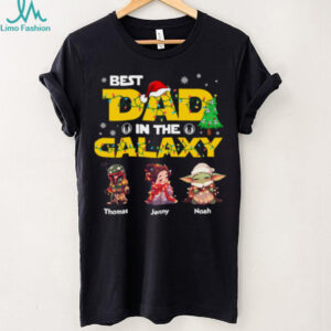 Personalized Best Dad in The Galaxy Shirt, Custom Star Wars Inspired Christmas T Shirt with Kids’ Names, Gift for Dad Mom Papa Family