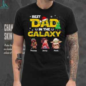 Personalized Best Dad in The Galaxy Shirt, Custom Star Wars Inspired Christmas T Shirt with Kids’ Names, Gift for Dad Mom Papa Family