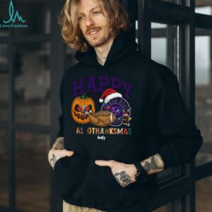 Personalized Kansas State Wildcats HalloThanksMas Tee, Funny Holiday Shirt with Pumpkin Football Santa Hat, NCAA Fan Gift for Halloween Thanksgiving Christmas