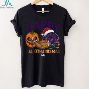 Personalized Kansas State Wildcats HalloThanksMas Tee, Funny Holiday Shirt with Pumpkin Football Santa Hat, NCAA Fan Gift for Halloween Thanksgiving Christmas
