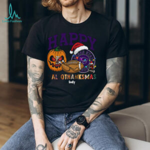Personalized Kansas State Wildcats HalloThanksMas Tee, Funny Holiday Shirt with Pumpkin Football Santa Hat, NCAA Fan Gift for Halloween Thanksgiving Christmas