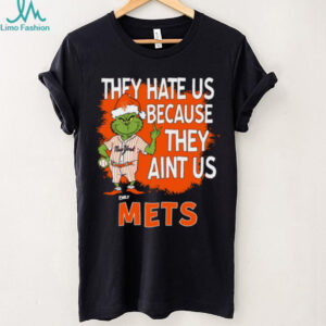 Personalized New York Mets Christmas Shirt, Grinch Santa Baseball Tee with Quote They Hate Us Ain’t Us, MLB Gift Idea