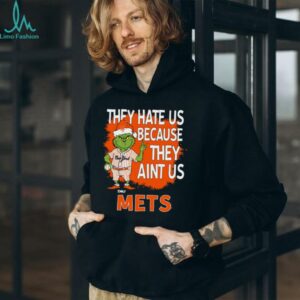 Personalized New York Mets Christmas Shirt, Grinch Santa Baseball Tee with Quote They Hate Us Ain’t Us, MLB Gift Idea