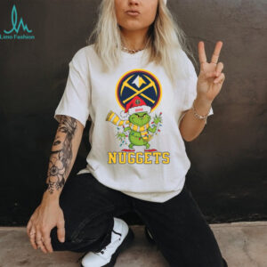 Personalized Nuggets Christmas Shirt, Grinch Holiday Tee with Santa Hat Lights Scarf, Funny NBA Basketball Fan Gift Idea