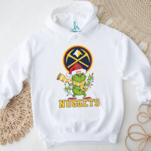 Personalized Nuggets Christmas Shirt, Grinch Holiday Tee with Santa Hat Lights Scarf, Funny NBA Basketball Fan Gift Idea