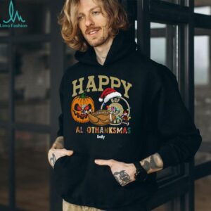 Personalized UCF Knights HalloThanksMas Tee, Funny Holiday Shirt with Pumpkin Football Santa Hat, NCAA Gift for Halloween Thanksgiving Christmas