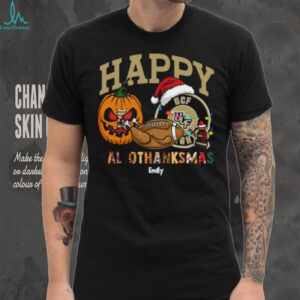 Personalized UCF Knights HalloThanksMas Tee, Funny Holiday Shirt with Pumpkin Football Santa Hat, NCAA Gift for Halloween Thanksgiving Christmas