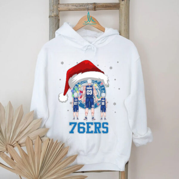 Philadelphia 76ers Christmas Dad Tee – Custom NBA Family Shirt – Personalized Name & Number Gift for Holiday & Game Day